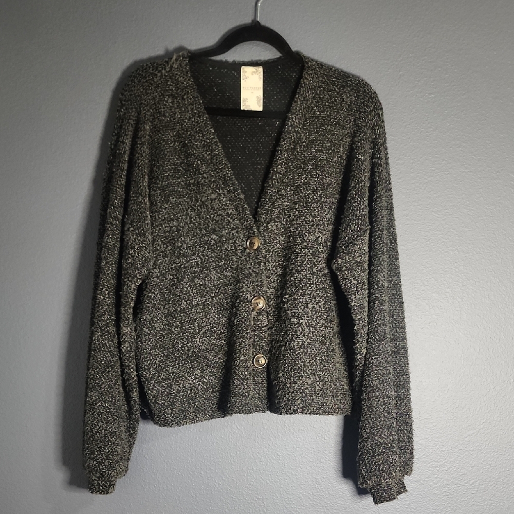 Blu Pepper Heather Gray Button Cardigan